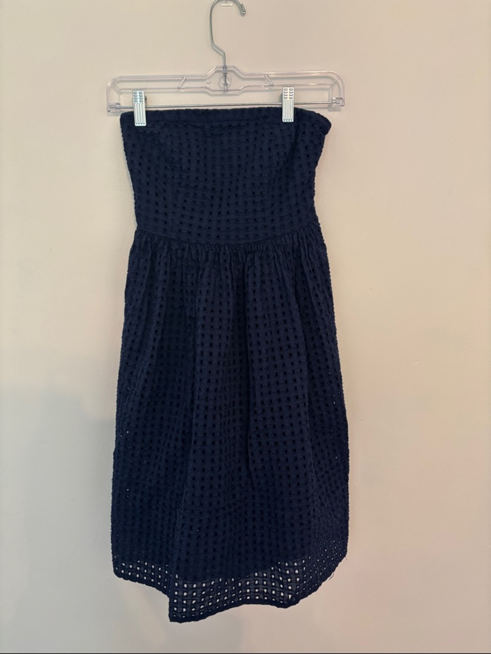 Old Navy Strapless Navy Eyelet Midi Dress